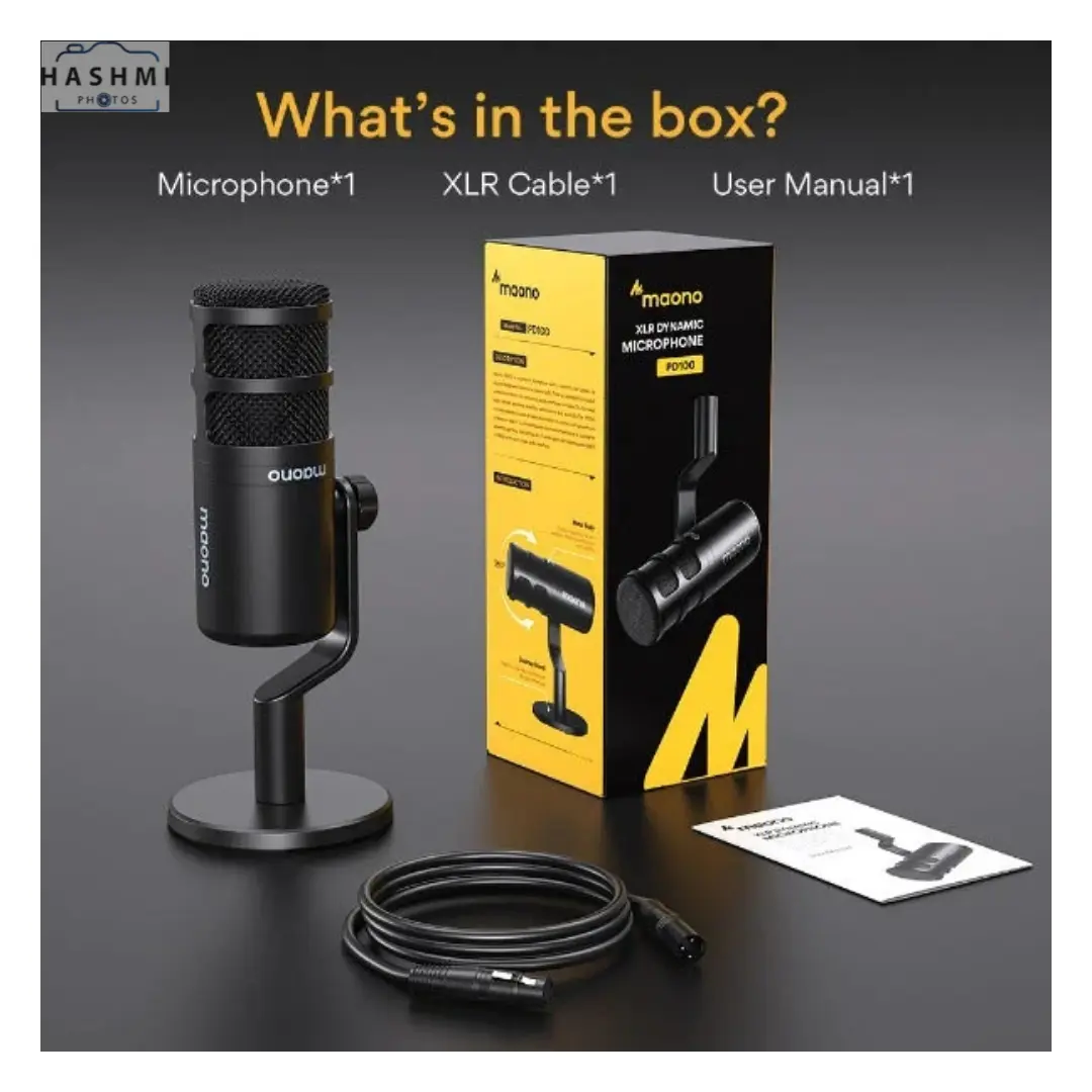 Whats in the box Maono PD100 Podcast Dynamic XLR Microphone
