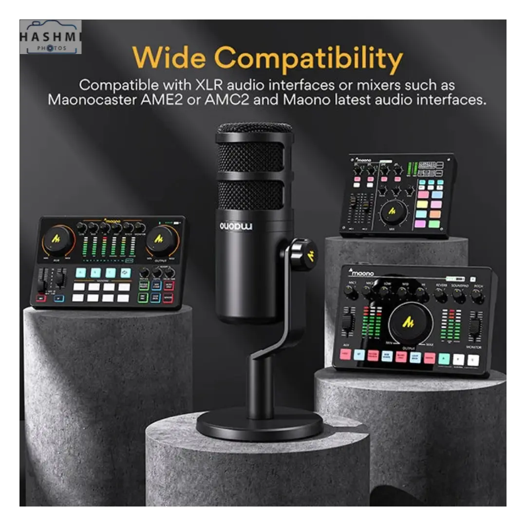 Wide Compatibility Maono PD100 Podcast Dynamic XLR Microphone with desktop stand